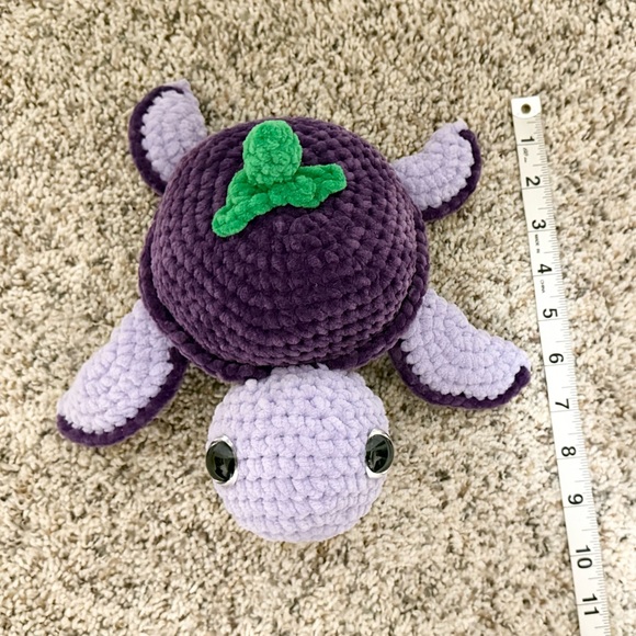Handmade Crochet Fruit Turtle, Amigurumi turtle, Crochet Stuffed turtle, grape - Picture 6 of 7